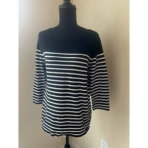 Covington Women’s Shirt Sweater Size Medium Black White Stripes 3/4th Sleeve